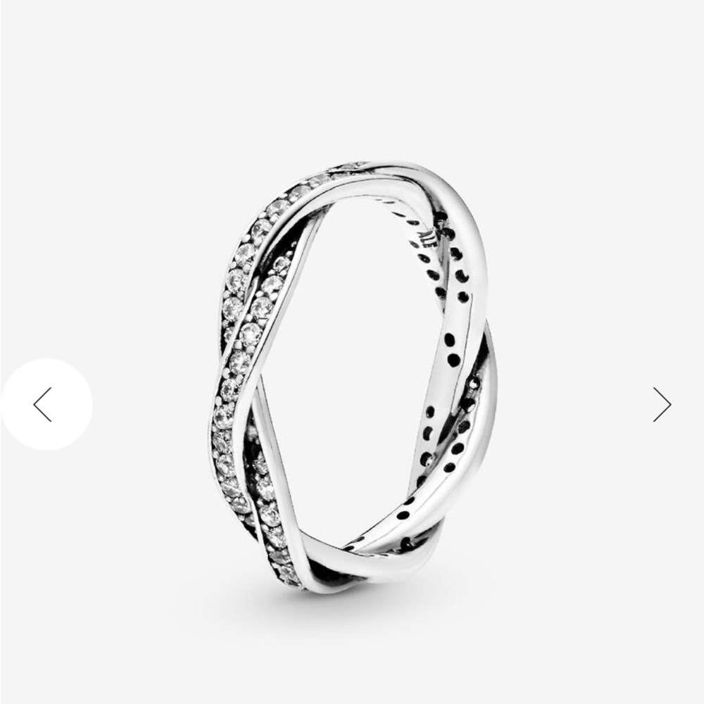 Pandora Silver Filigree Ring with Crystal Accents
